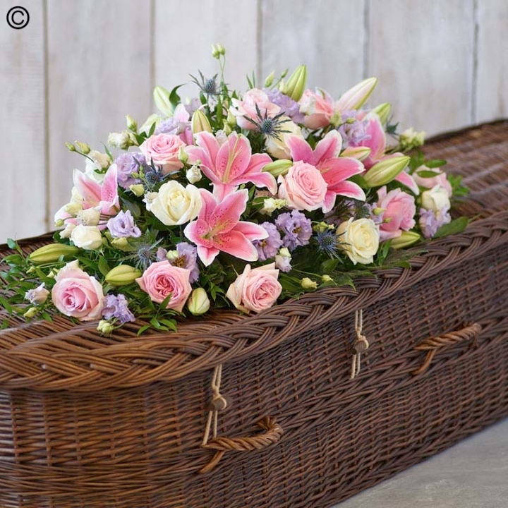 Rose and Eryngium Casket Spray