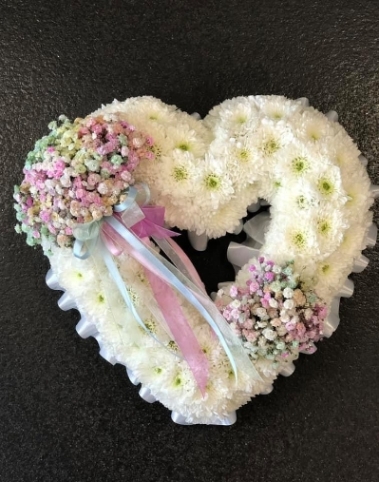 Heart wreath in fresh flowers
